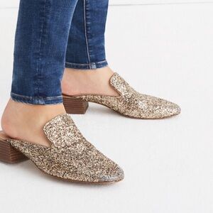 Madewell Willa Loafer Mule in Gold Glitter Size 8 (runs small)